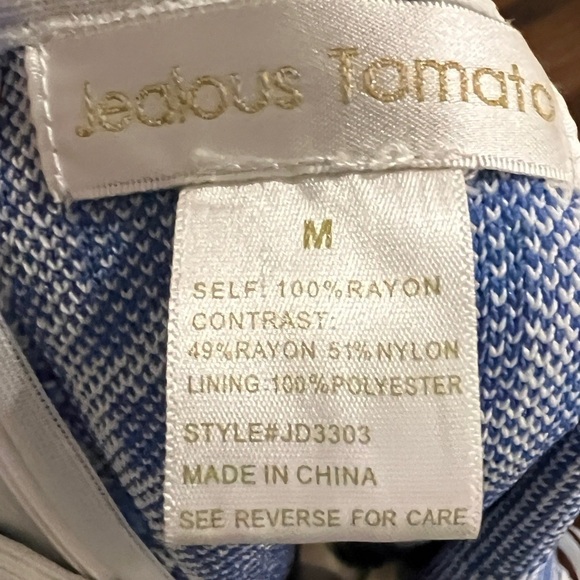 Jealous Tomato Blue and White Halter Sundress size  M - Picture 5 of 6